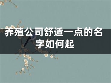 养殖公司舒适一点的名字如何起