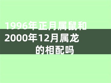 1996年正月属鼠和2000年12月属龙的相配吗
