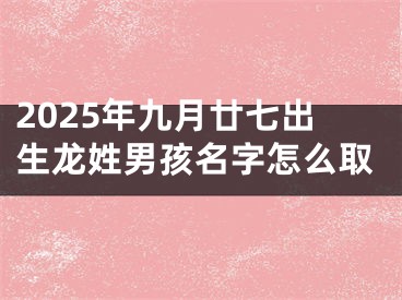 2025年九月廿七出生龙姓男孩名字怎么取