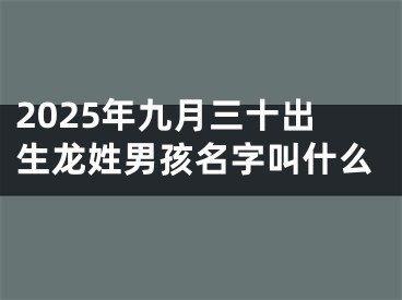 2025年九月三十出生龙姓男孩名字叫什么