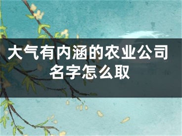大气有内涵的农业公司名字怎么取