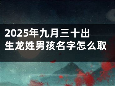 2025年九月三十出生龙姓男孩名字怎么取