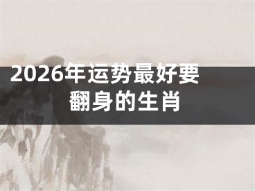 2026年运势最好要翻身的生肖