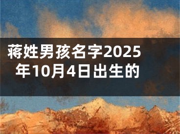 蒋姓男孩名字2025年10月4日出生的