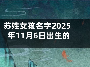 苏姓女孩名字2025年11月6日出生的