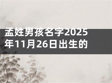 孟姓男孩名字2025年11月26日出生的