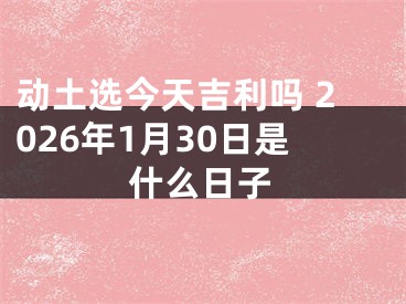 动土选今天吉利吗 2026年1月30日是什么日子