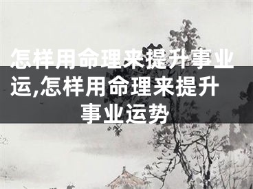 怎样用命理来提升事业运,怎样用命理来提升事业运势