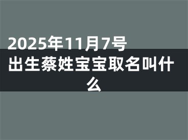 2025年11月7号出生蔡姓宝宝取名叫什么