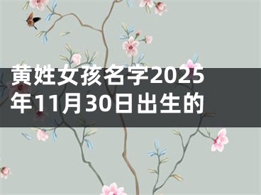 黄姓女孩名字2025年11月30日出生的