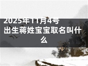 2025年11月4号出生蒋姓宝宝取名叫什么