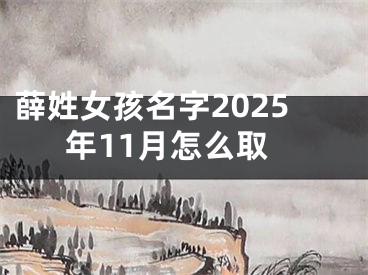 薛姓女孩名字2025年11月怎么取