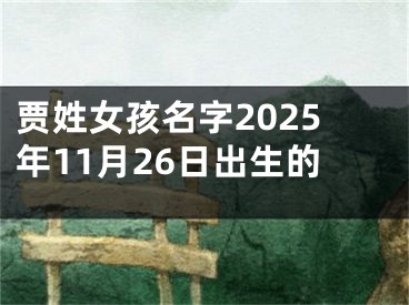 贾姓女孩名字2025年11月26日出生的