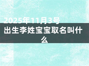 2025年11月3号出生李姓宝宝取名叫什么
