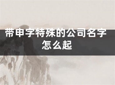 带申字特殊的公司名字怎么起