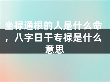 坐禄通根的人是什么命，八字日干专禄是什么意思