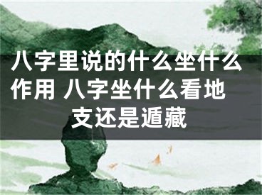 八字里说的什么坐什么作用 八字坐什么看地支还是遁藏