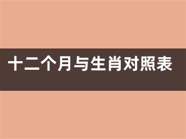 十二个月与生肖对照表