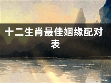 十二生肖最佳姻缘配对表
