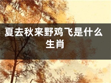 夏去秋来野鸡飞是什么生肖