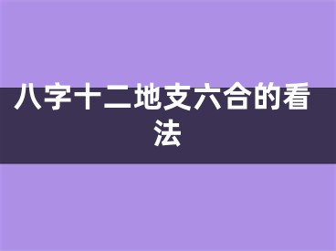 八字十二地支六合的看法