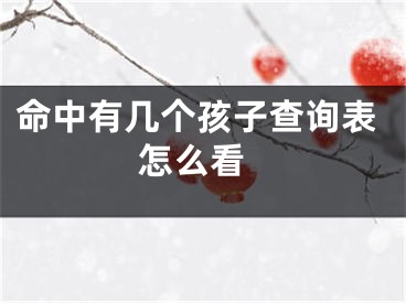 命中有几个孩子查询表 怎么看