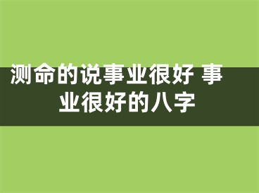 测命的说事业很好 事业很好的八字