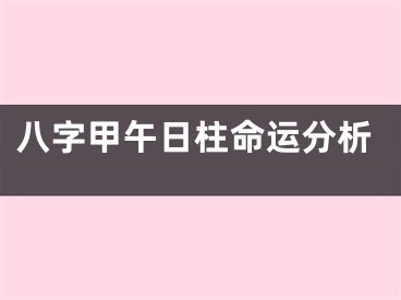 八字甲午日柱命运分析