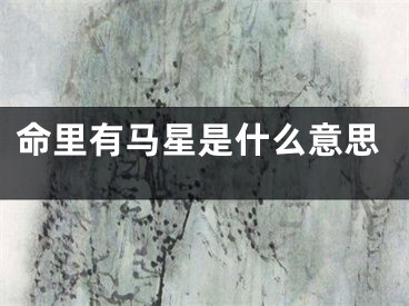 命里有马星是什么意思