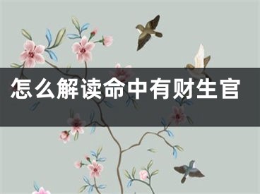 怎么解读命中有财生官