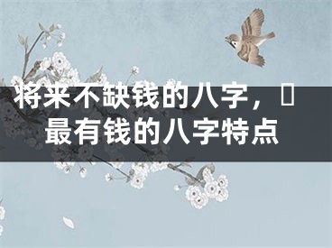 将来不缺钱的八字，​最有钱的八字特点