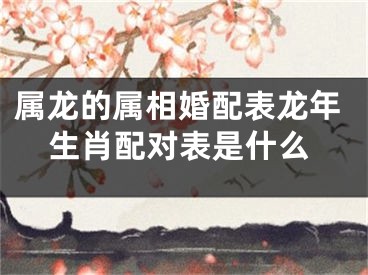 属龙的属相婚配表龙年生肖配对表是什么