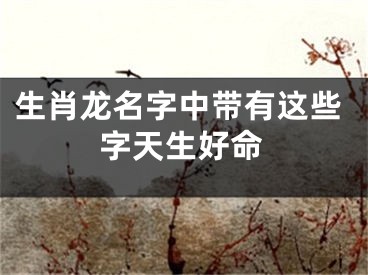 生肖龙名字中带有这些字天生好命