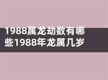 1988属龙劫数有哪些1988年龙属几岁