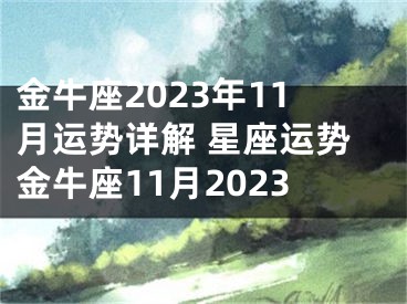 金牛座2023年11月运势详解 星座运势金牛座11月2023