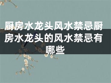 厨房水龙头风水禁忌厨房水龙头的风水禁忌有哪些