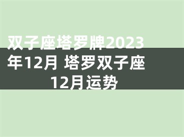 双子座塔罗牌2023年12月 塔罗双子座12月运势