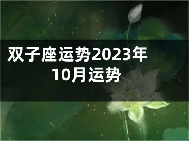 双子座运势2023年10月运势