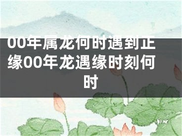 00年属龙何时遇到正缘00年龙遇缘时刻何时