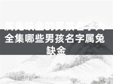 属兔缺金的男孩名字大全集哪些男孩名字属兔缺金