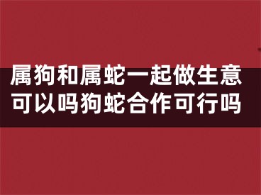 属狗和属蛇一起做生意可以吗狗蛇合作可行吗