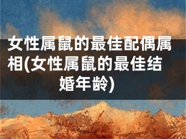 女性属鼠的最佳配偶属相(女性属鼠的最佳结婚年龄)
