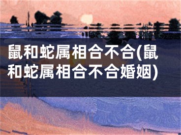 鼠和蛇属相合不合(鼠和蛇属相合不合婚姻)